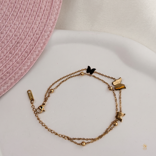 Double Layered Golden Butterfly Bracelet