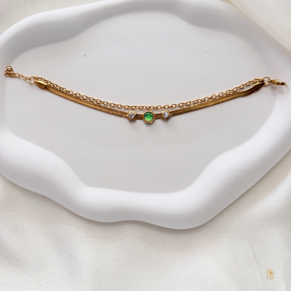Double Layered Green Stone Bracelet