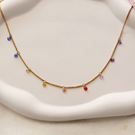 Multi Color Stone Drop Neck Chain