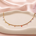 Multi Color Stone Drop Neck Chain