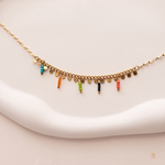 Disc And Bead Fringe Neck Chain