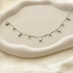 Silver Floral And Crystal Neck Chain