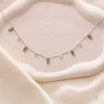 Silver Floral And Crystal Neck Chain