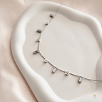 Silver Floral And Crystal Neck Chain